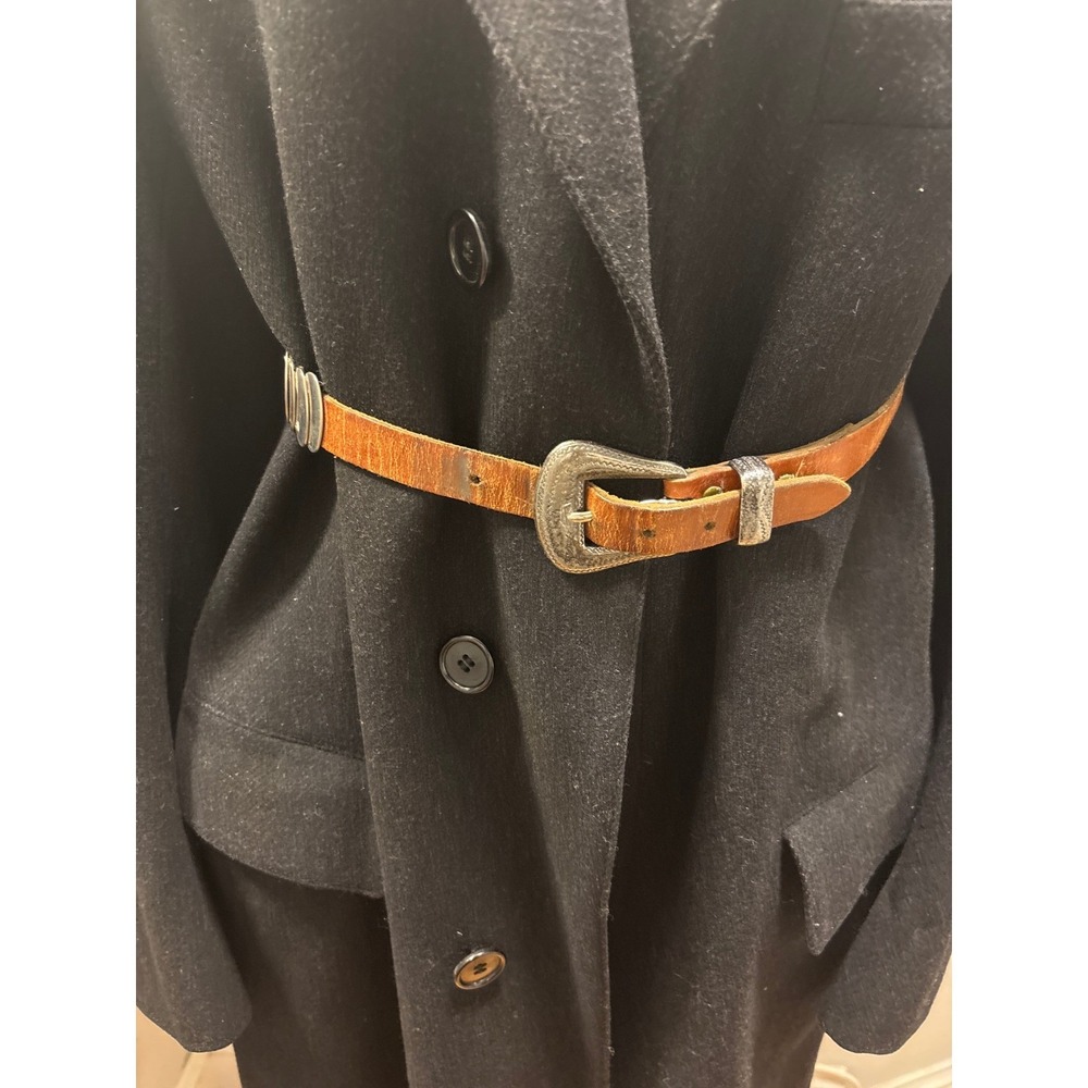 Unbranded Leather Concho Belt Women Medium Tan Good Western Silver Buckle Boho‎